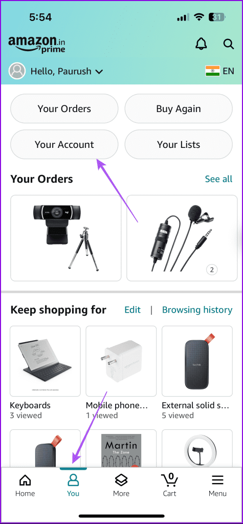 your account amazon app 1